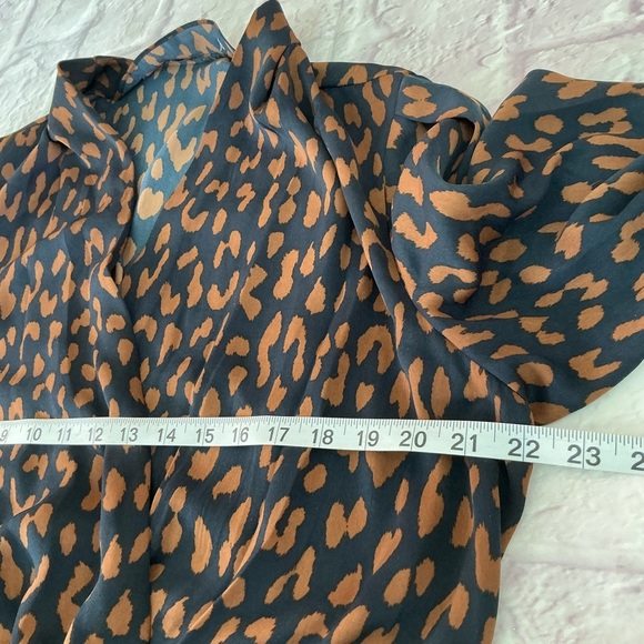 RACHEL Rachel Roy Faux Wrap Cheetah Black and Brown Long Sleeve Dress - Picture 12 of 14